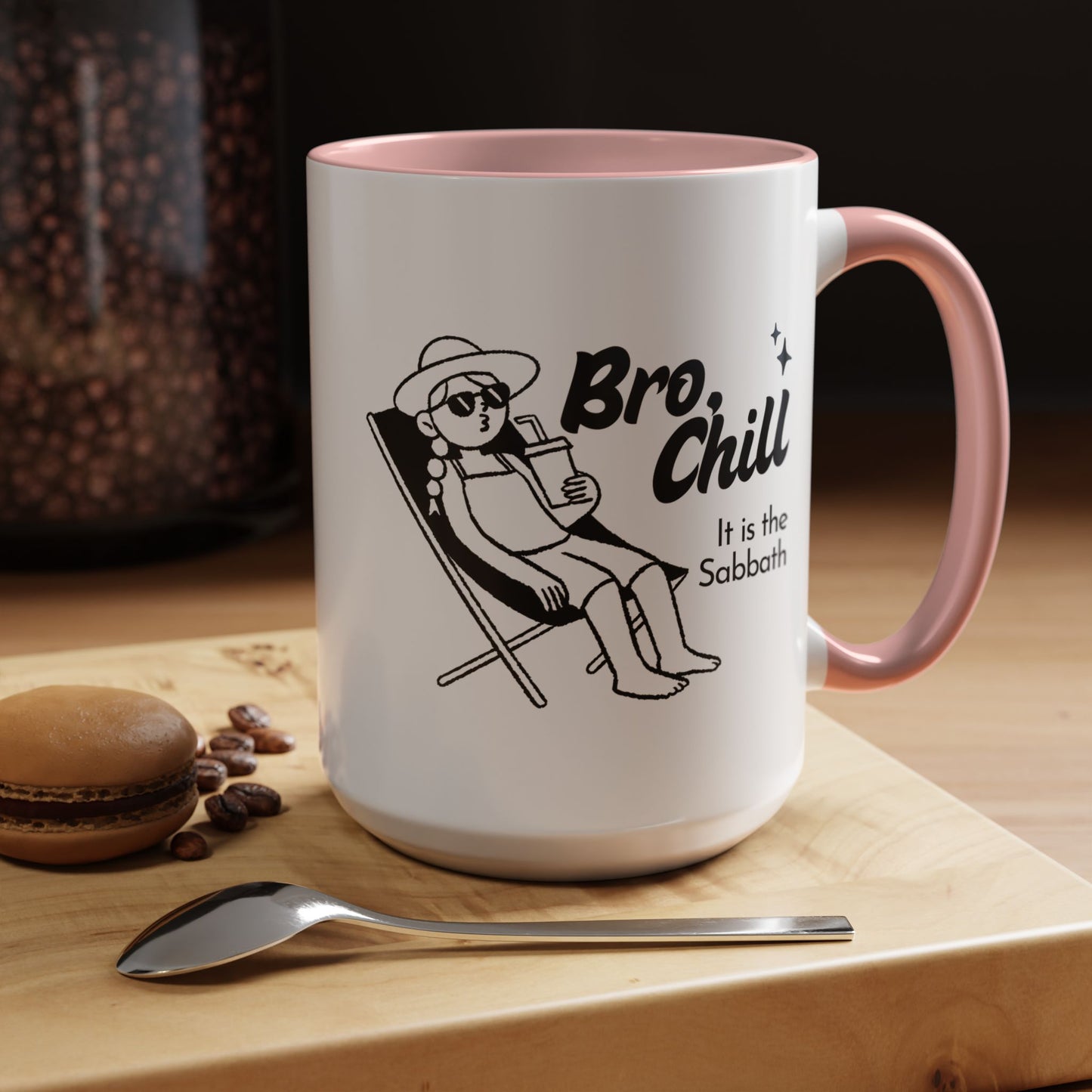 Bro, Chill Shabbat Themed Accent Coffee Mug, Relaxation Gift, Coffee Lover Gift, Cute Mug for Friends, Fun Coffee Cup
