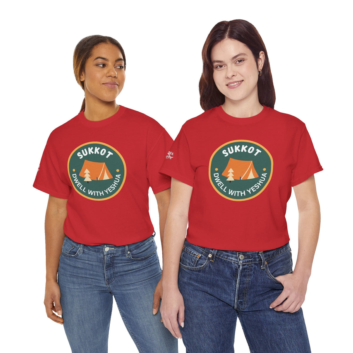 Sukkot Camping Tee — “Dwell With Yeshua” Biblical Feast T‑Shirt