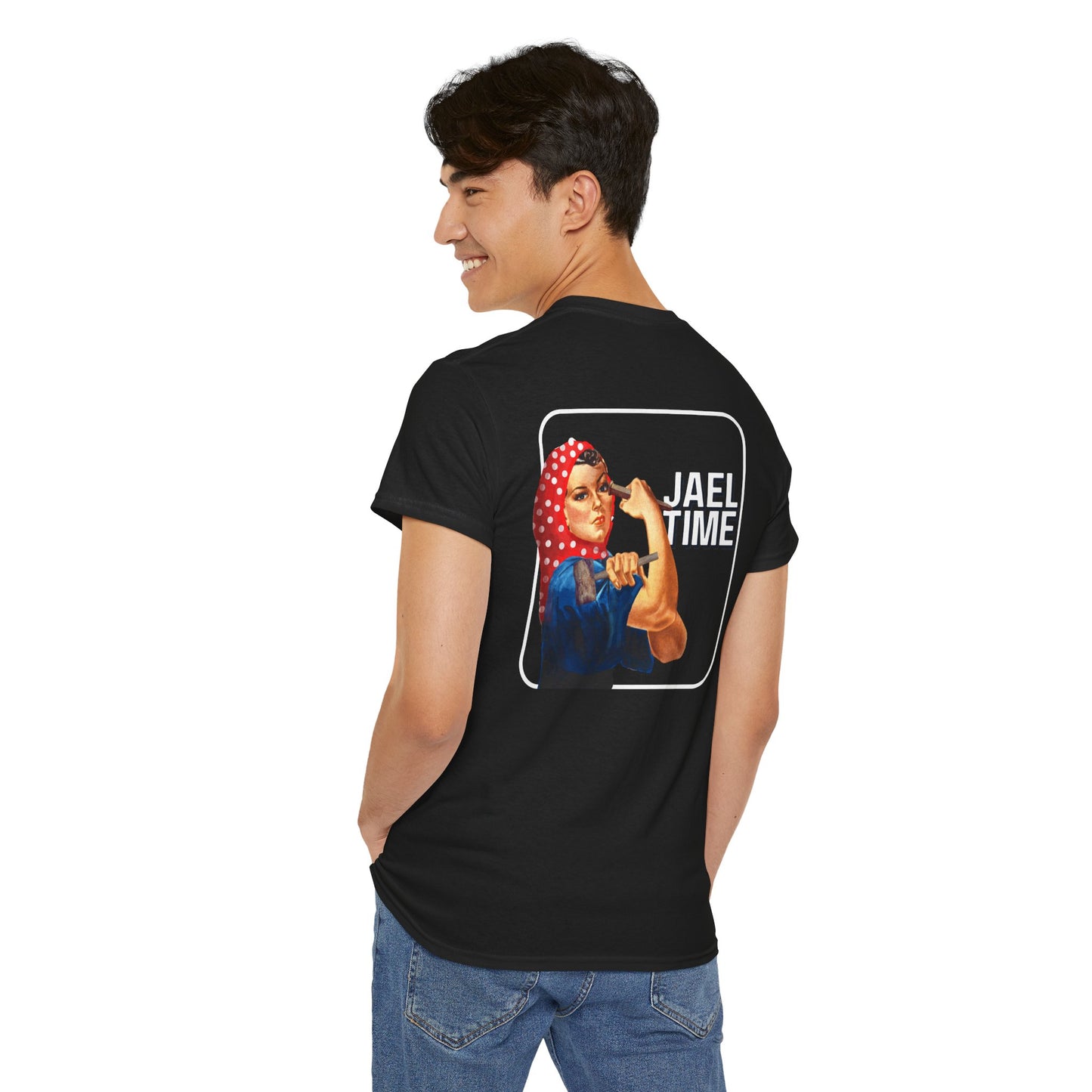'Jael Time' Humorous Bible Story T-Shirt with Tent Peg and Hammer Design Cotton Tee