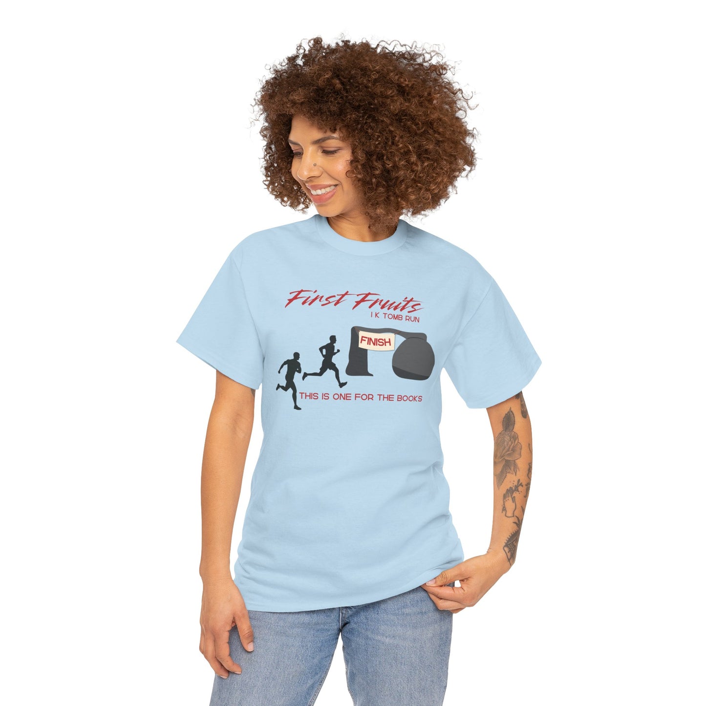 First Fruits 1k Tomb Run Unisex Tee - Funny Biblical Design