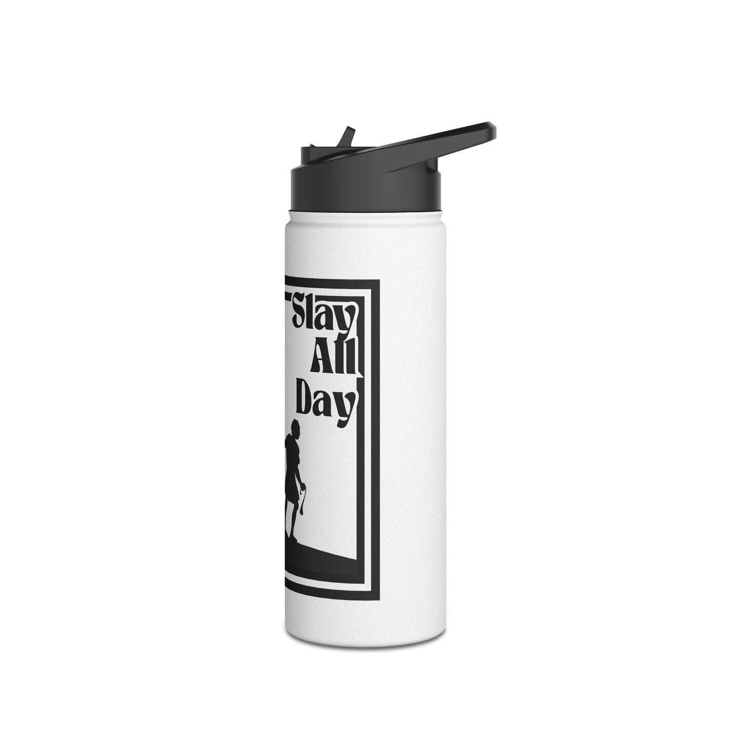 Slay All Day Motivational Stainless Steel Water Bottle - "Slay All Day!" - Fitness, Gym, Outdoor, Hydration, Travel, Bible David and Goliath
