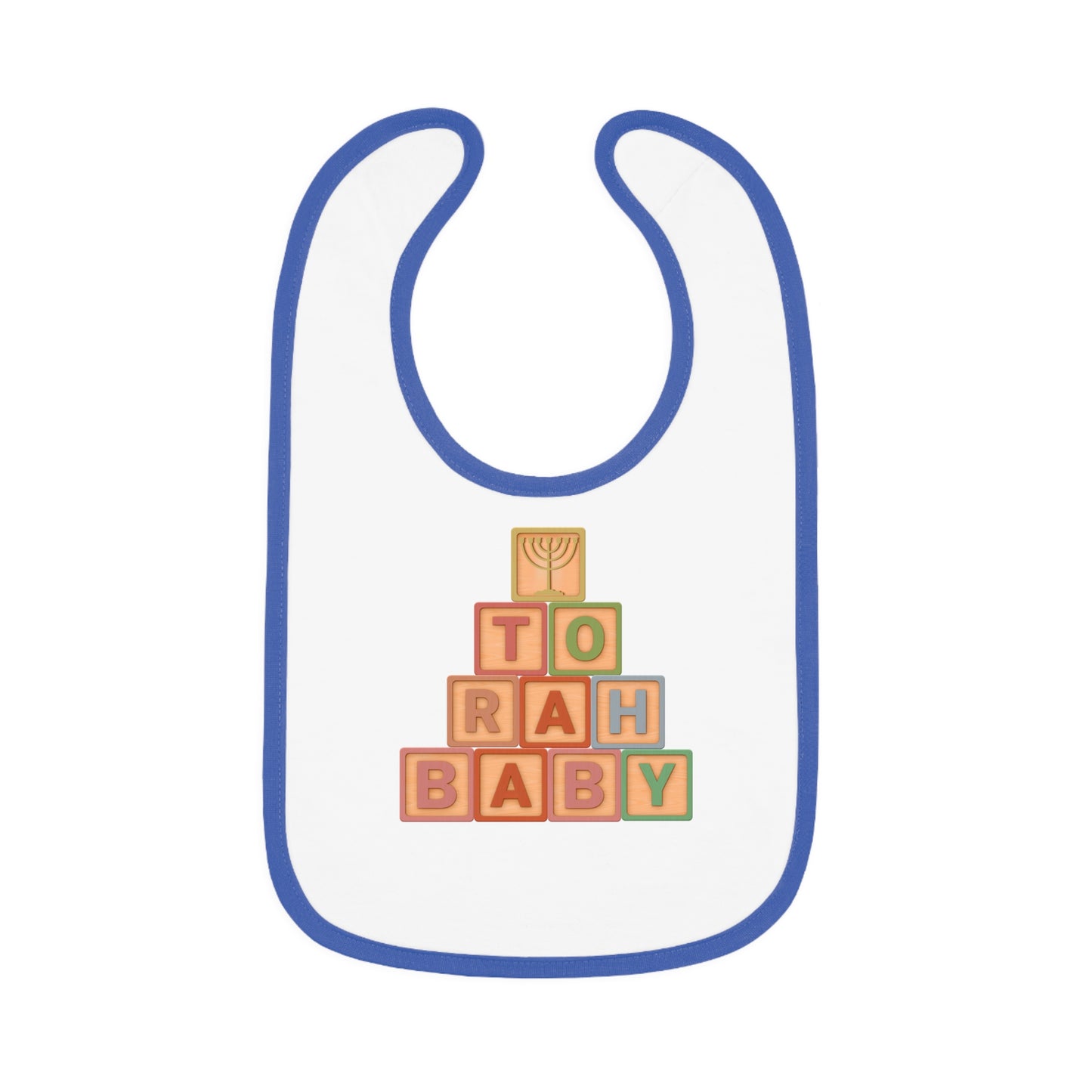 Torah Baby Menorah Blocks- Baby Contrast Trim Jersey Bib