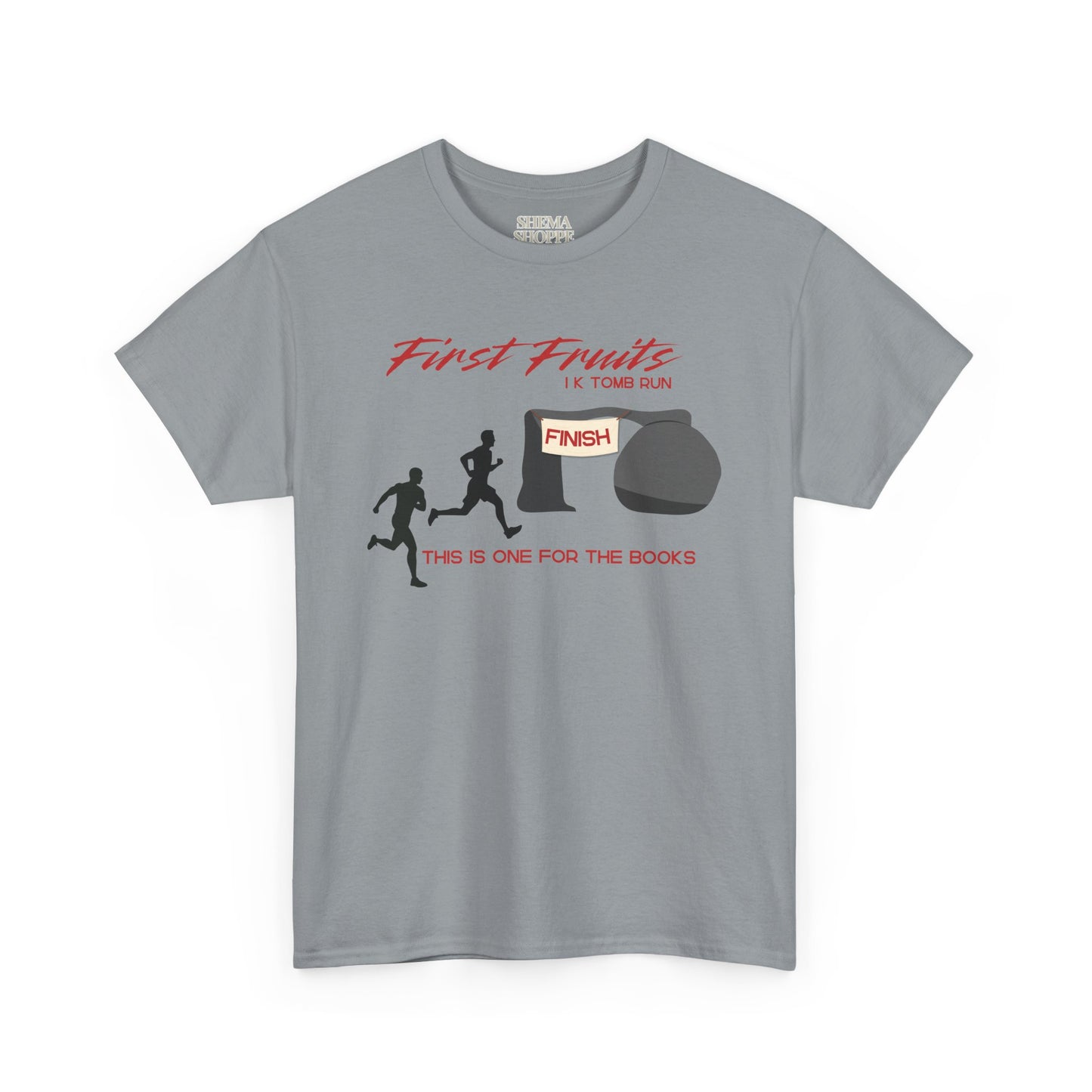 First Fruits 1k Tomb Run Unisex Tee - Funny Biblical Design