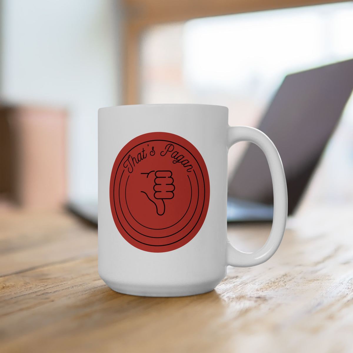 That's Pagan Funny Ceramic Mug – Red Minimalist Coffee Cup