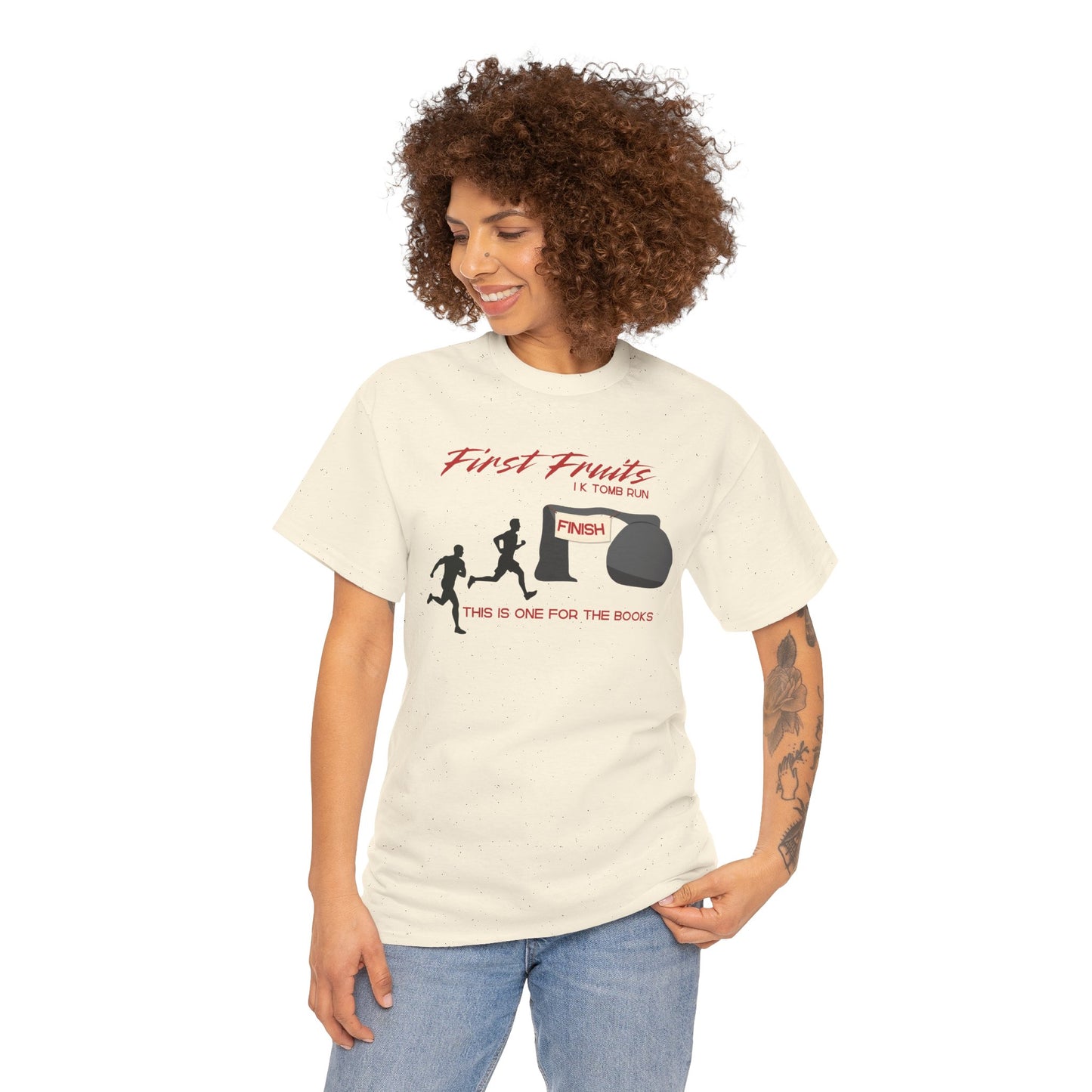 First Fruits 1k Tomb Run Unisex Tee - Funny Biblical Design