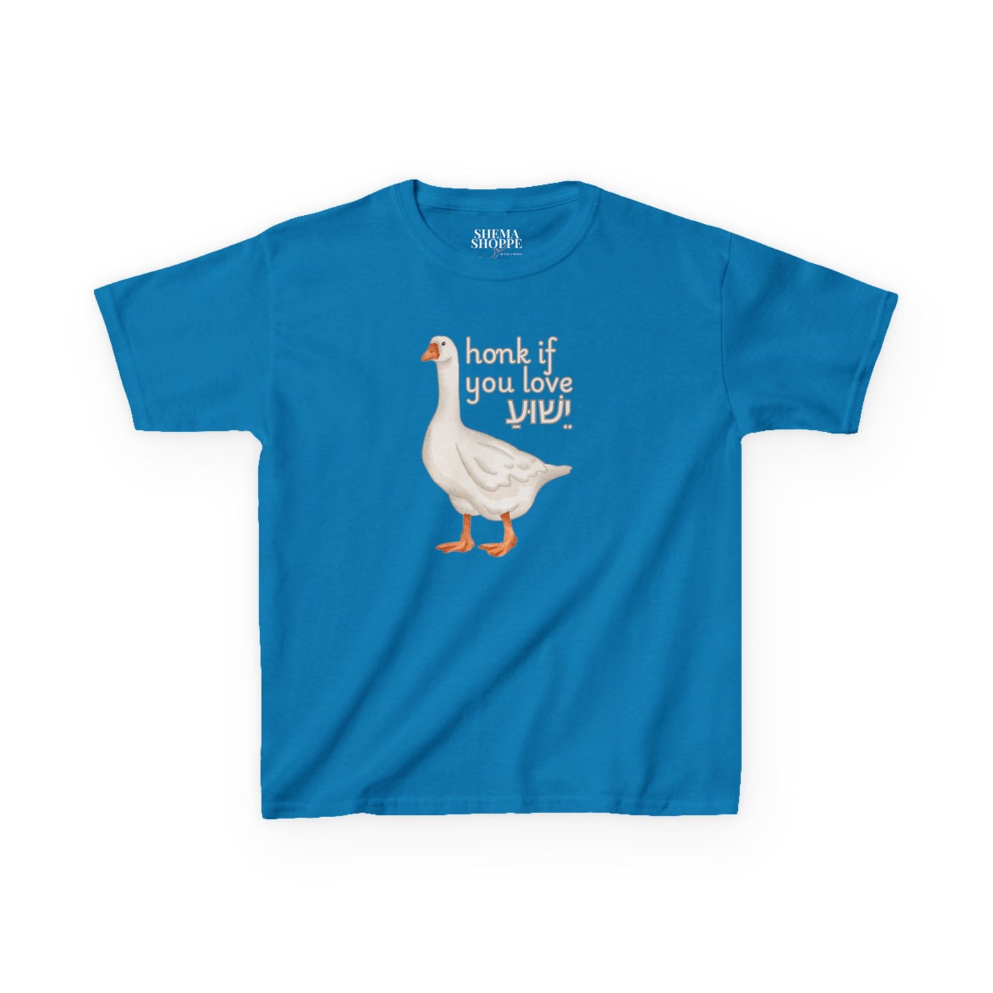 Kids Tee Honk if you Love Yeshua - Goose Print