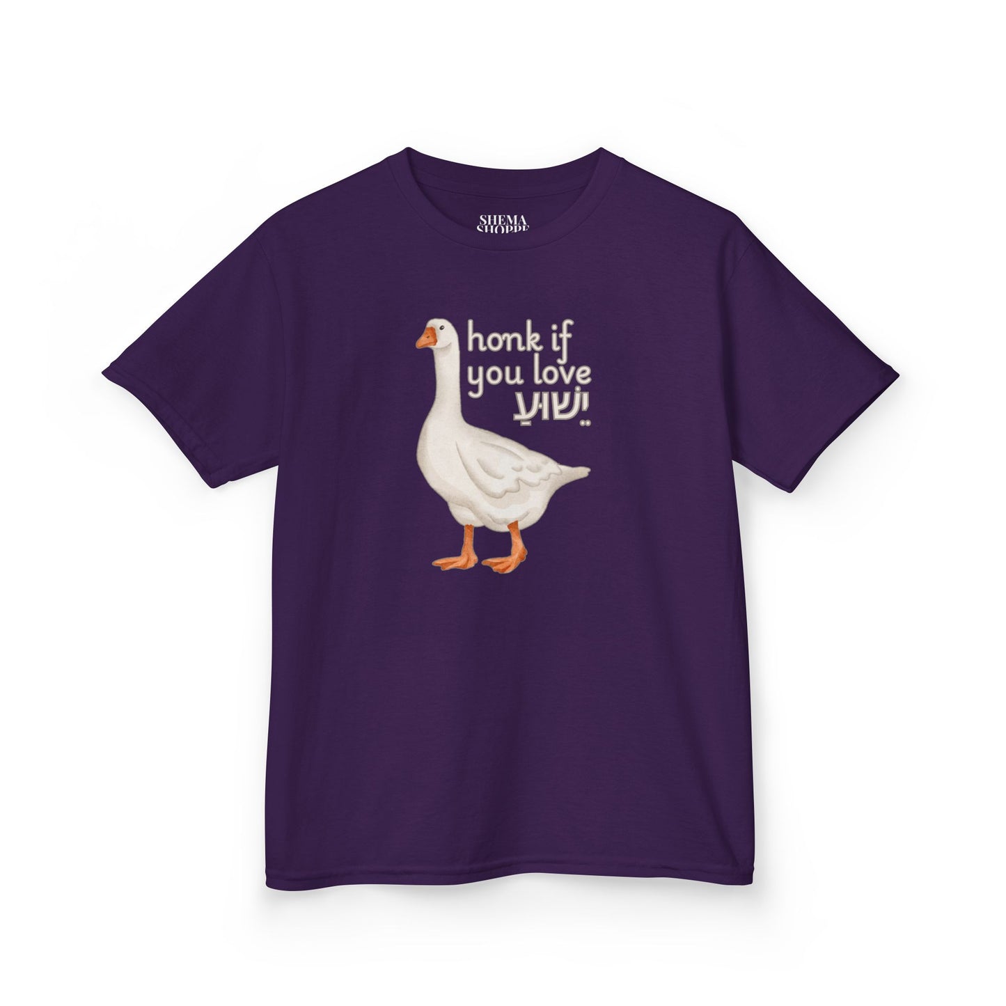Kids Tee Honk if you Love Yeshua - Goose Print