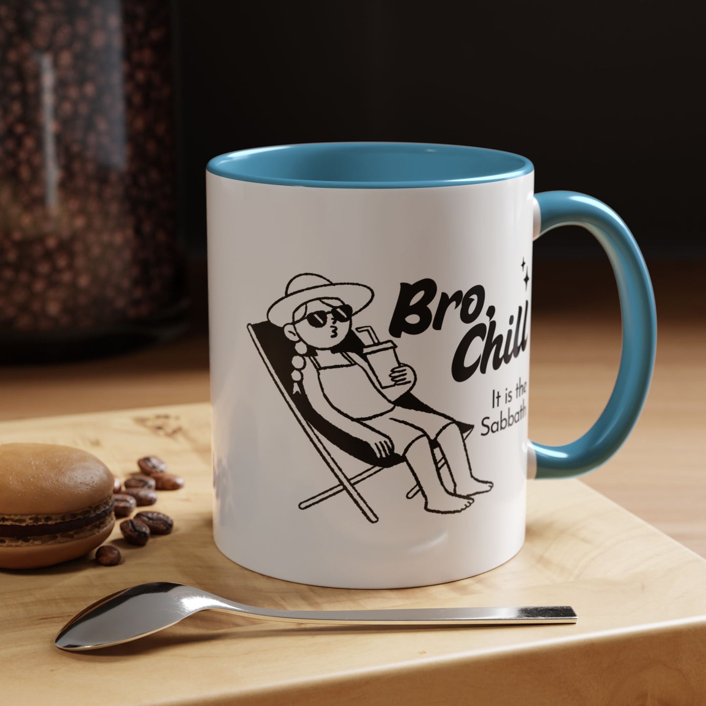 Bro, Chill Shabbat Themed Accent Coffee Mug, Relaxation Gift, Coffee Lover Gift, Cute Mug for Friends, Fun Coffee Cup