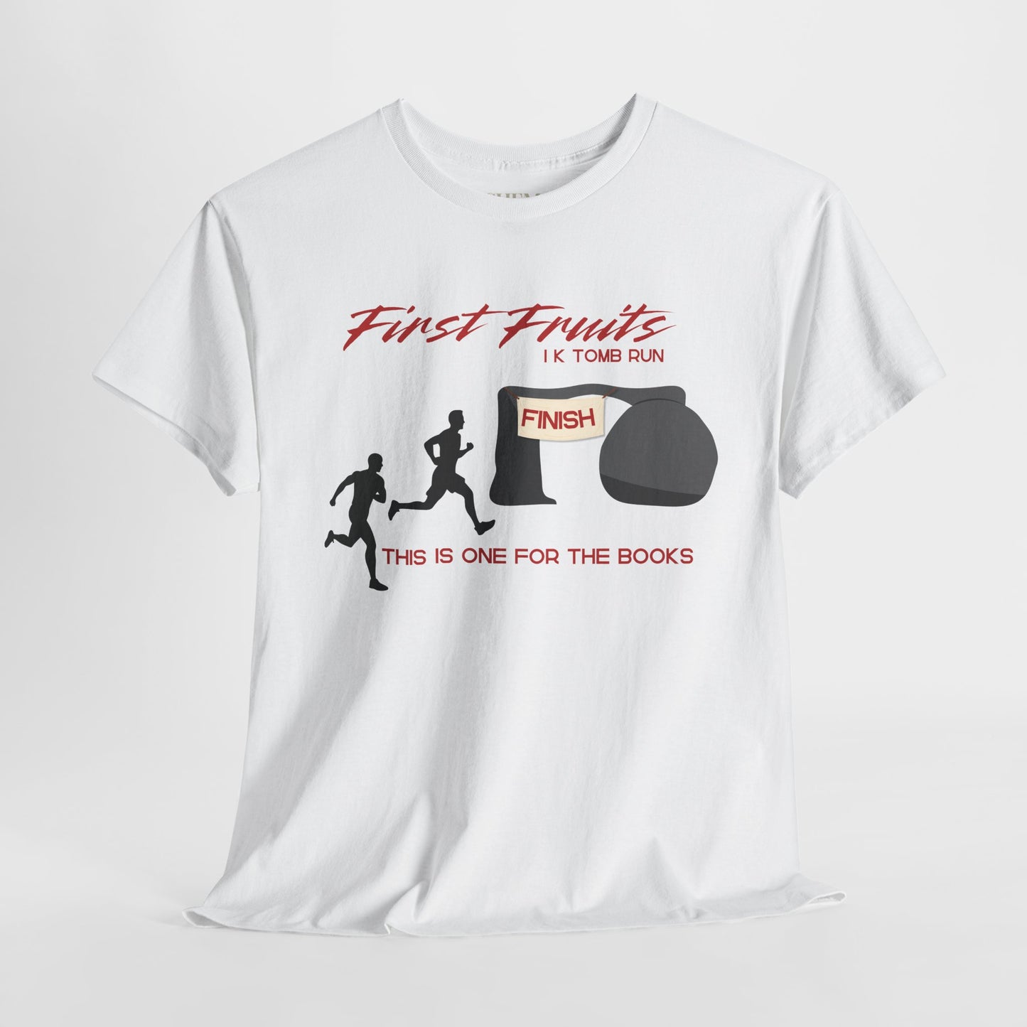 First Fruits 1k Tomb Run Unisex Tee - Funny Biblical Design
