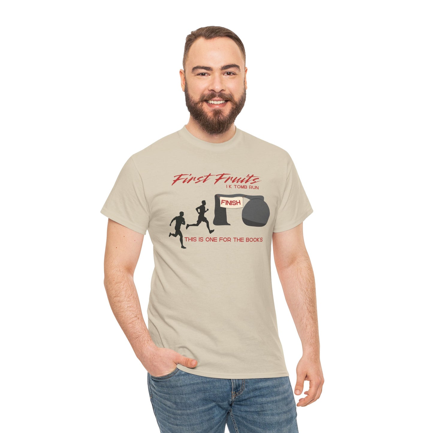 First Fruits 1k Tomb Run Unisex Tee - Funny Biblical Design