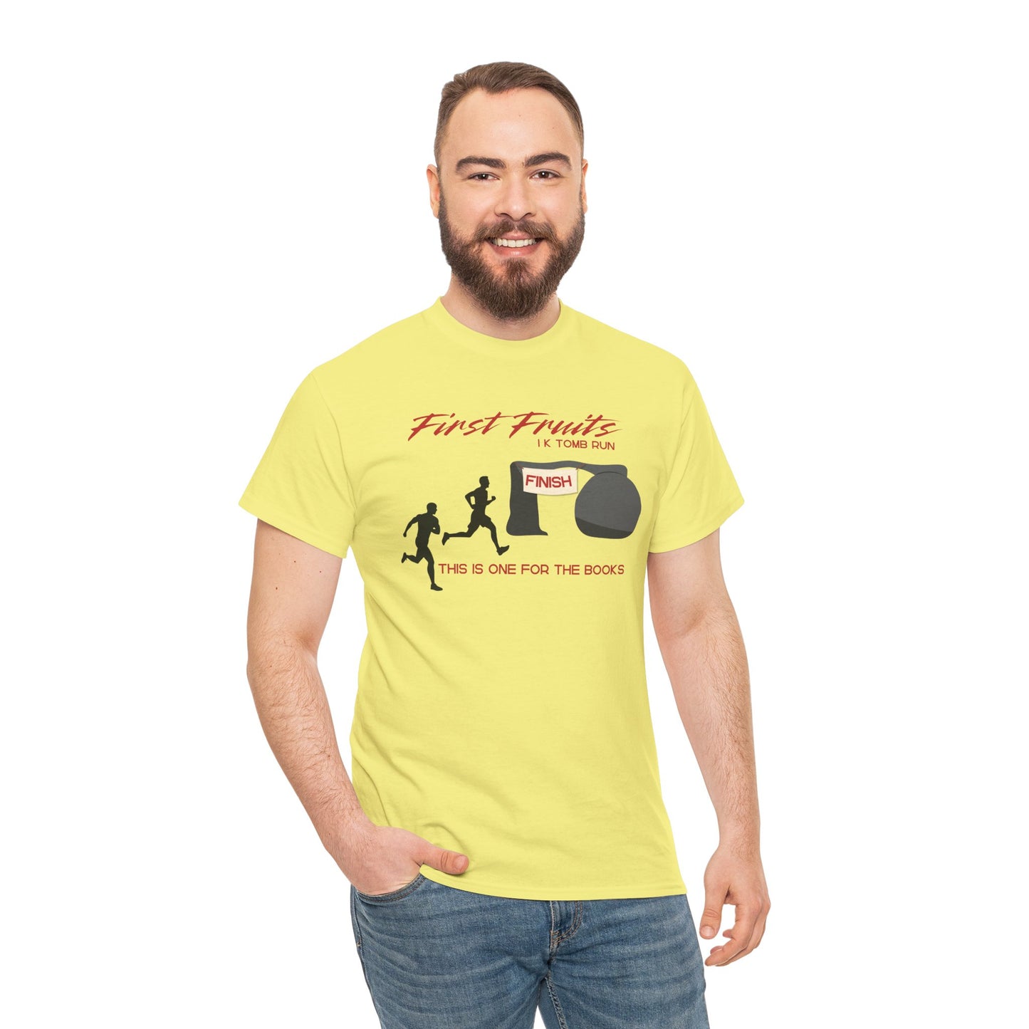 First Fruits 1k Tomb Run Unisex Tee - Funny Biblical Design
