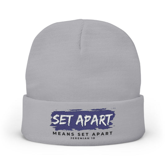 Embroidered Knit Beanie – "Set Apart"