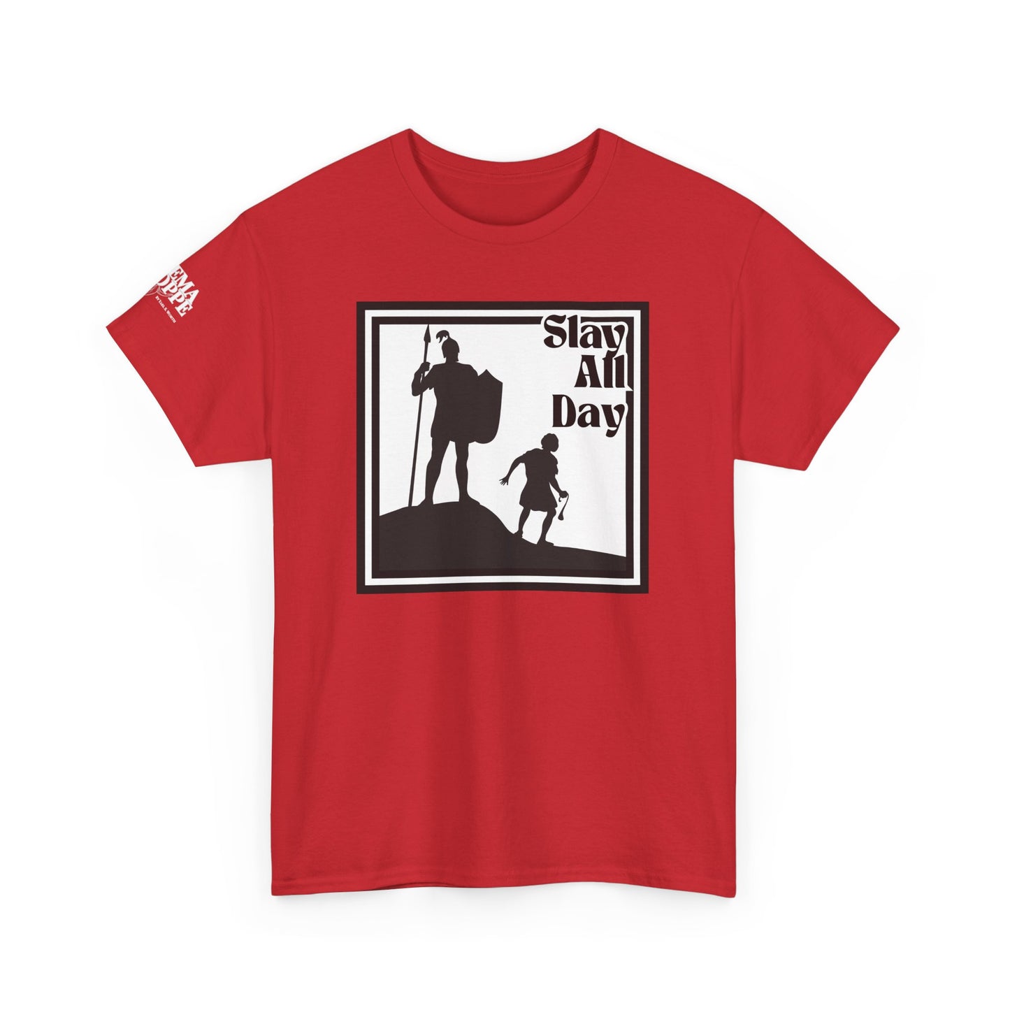 Slay All Day David and Goliath Unisex Heavy Cotton T-Shirt Biblical Humor Tee