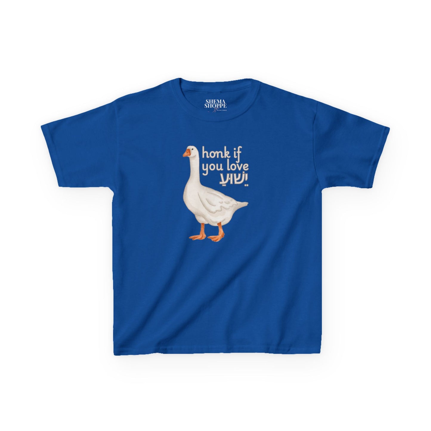 Kids Tee Honk if you Love Yeshua - Goose Print