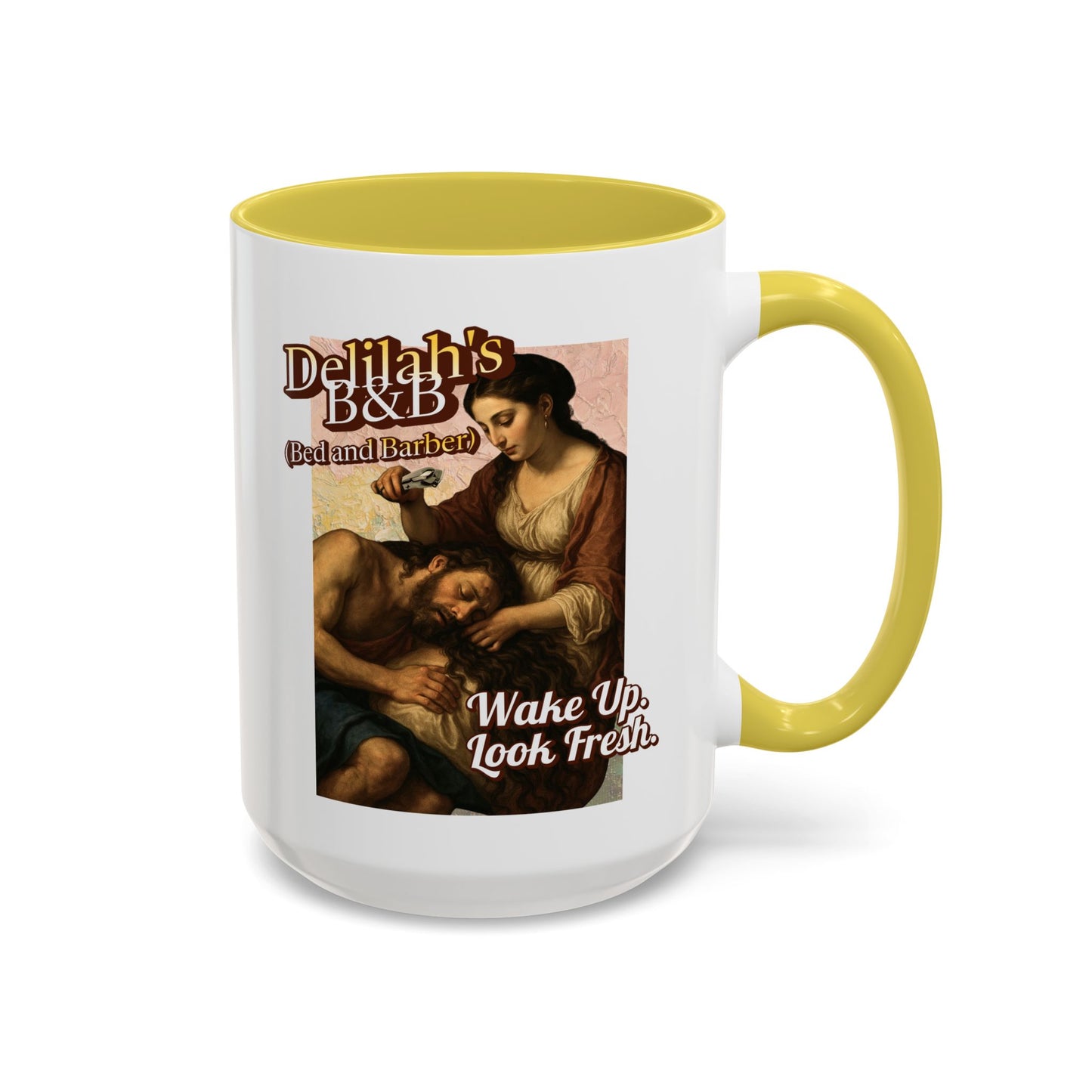 Funny Vintage Sampson Delilah's B&B Coffee Mug Bible Humor