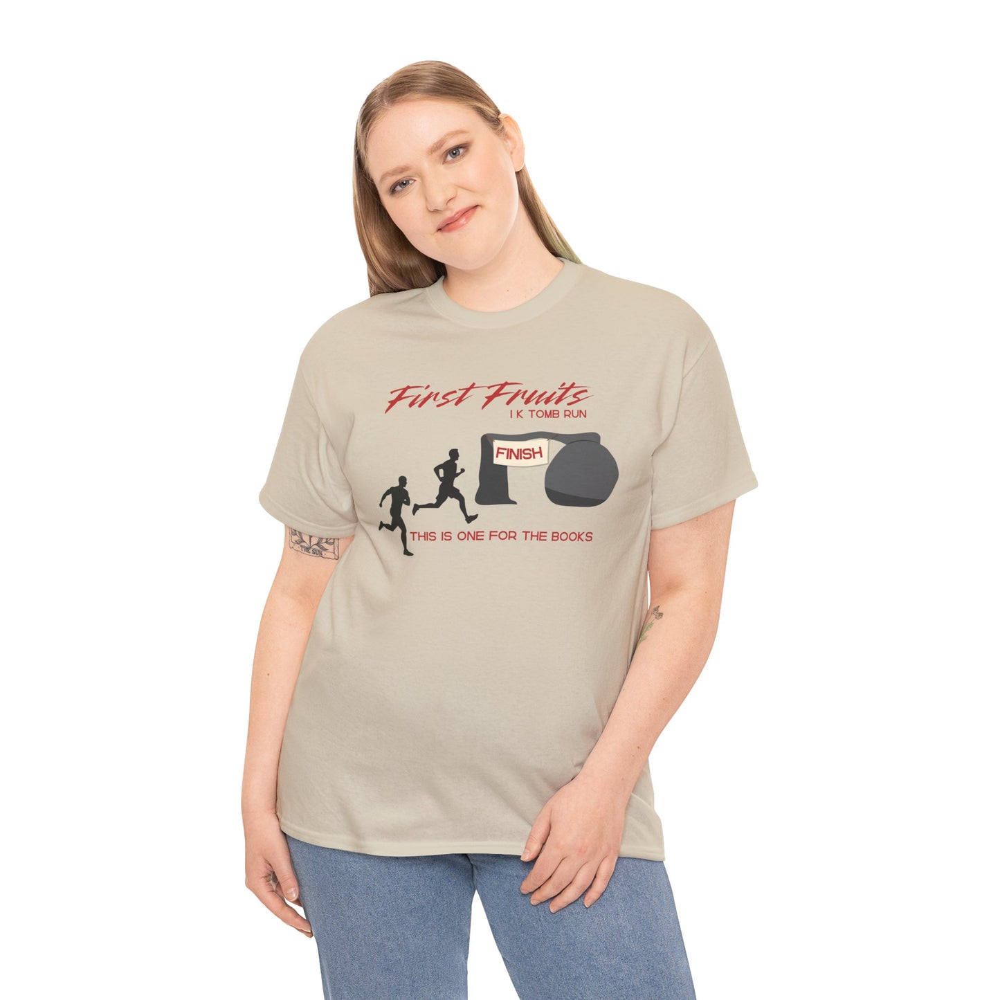First Fruits 1k Tomb Run Unisex Tee - Funny Biblical Design