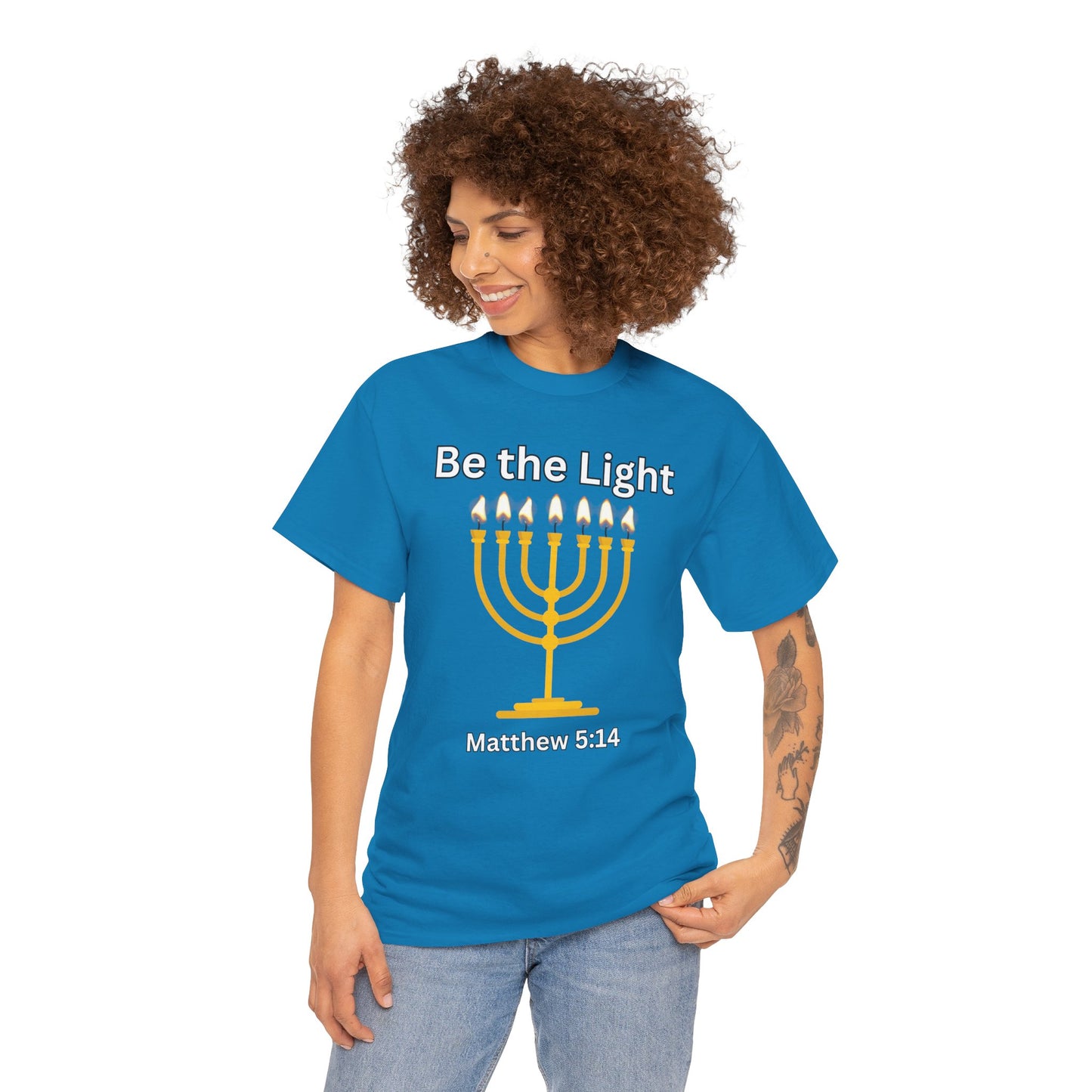 Be the Light Menorah: Unisex Heavy Cotton Tee Matthew 5:14