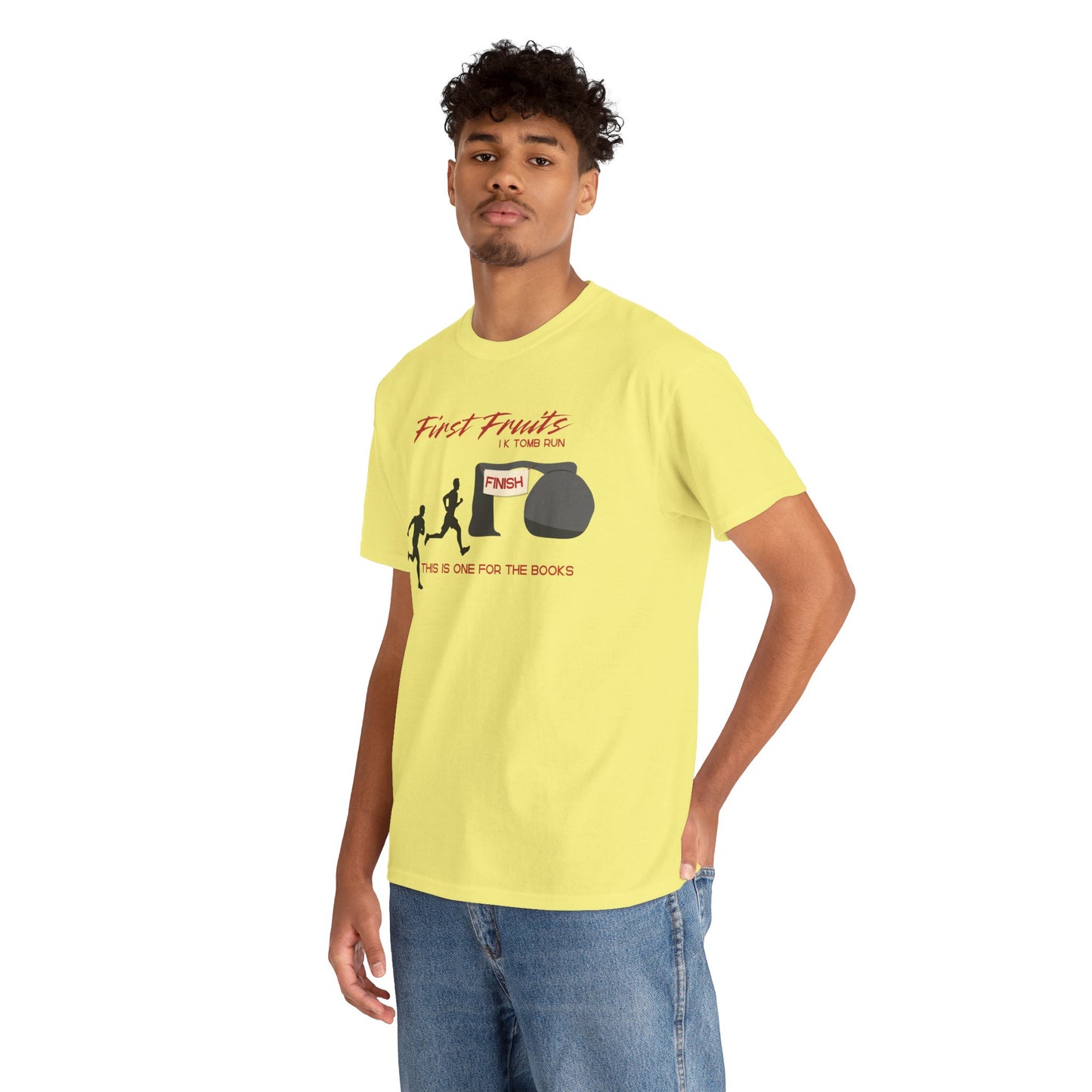 First Fruits 1k Tomb Run Unisex Tee - Funny Biblical Design