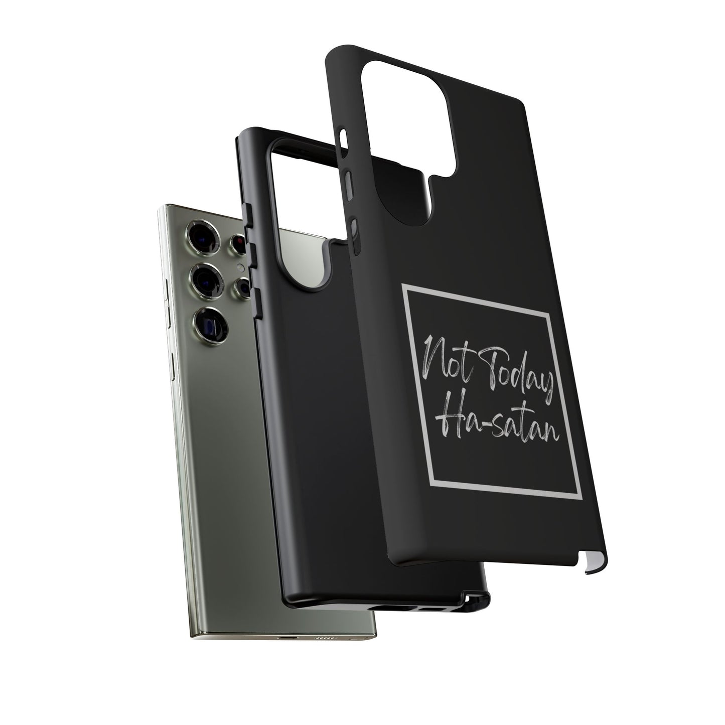 Phone Case- “Not Today Ha-satan” Black Tough Protective Cover Hebrew Humor