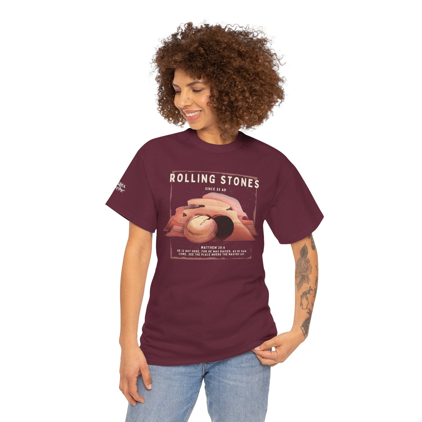 Rolling Stones Since 33 AD Biblical Graphic Tee — "Hebrew Hahas" Vintage Faith Shirt