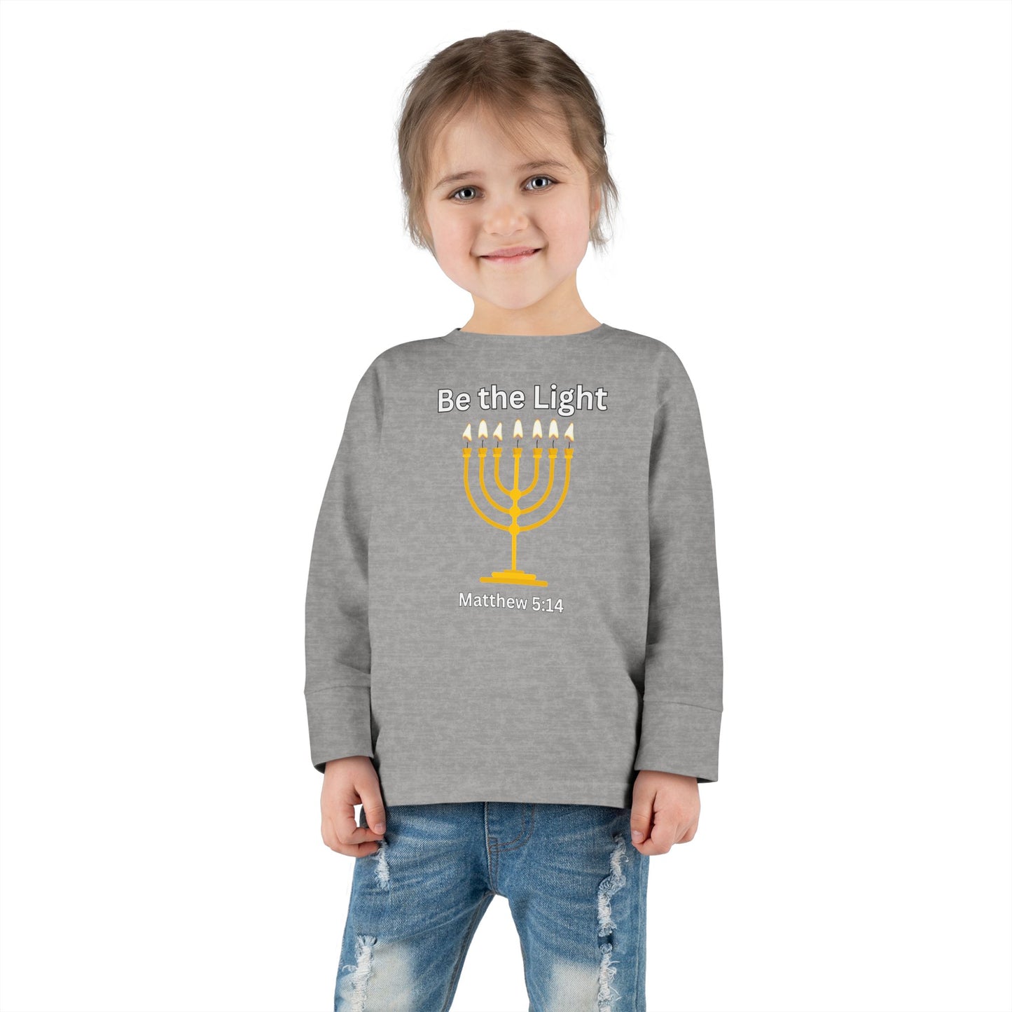 Be the Light Menorah Toddler Long Sleeve Tee