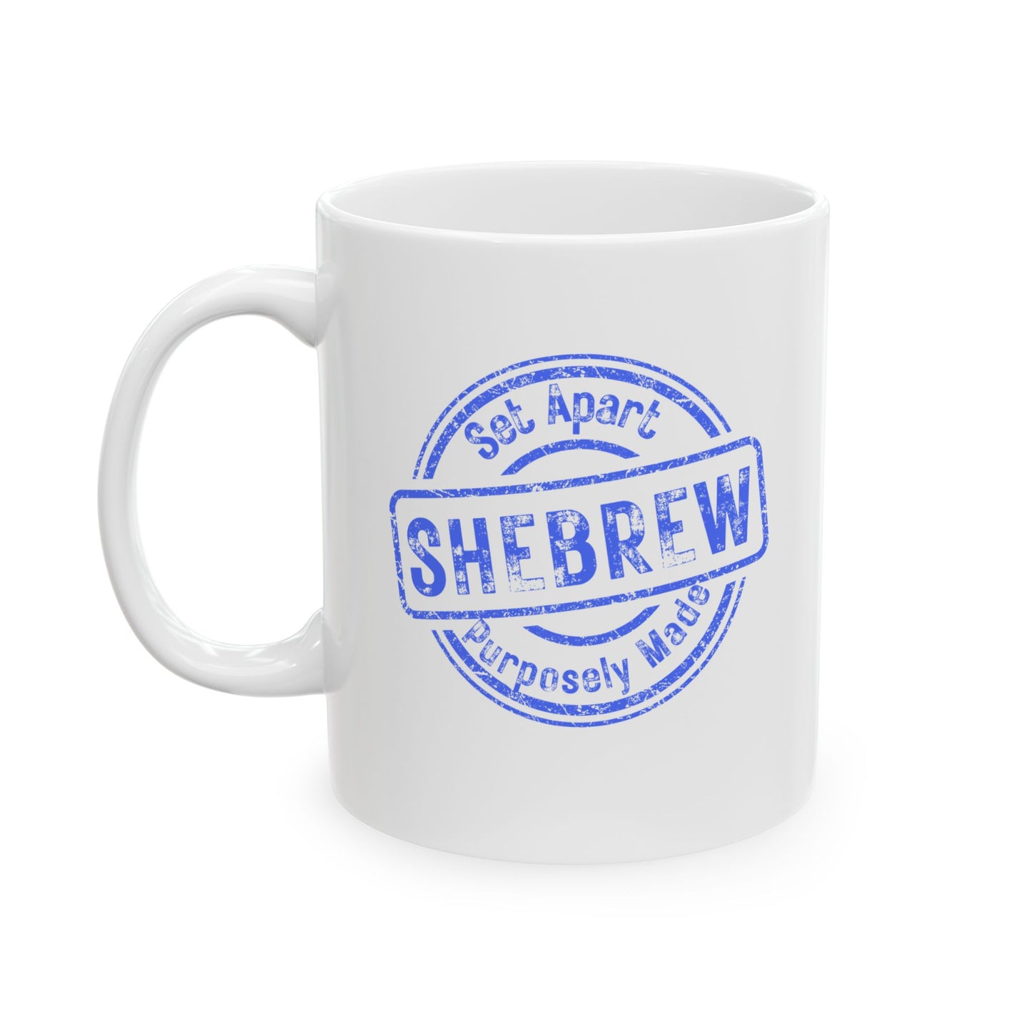 Ceramic Mug - Shebrews Stamp, Perfect for Shabbat and Sharing Faith