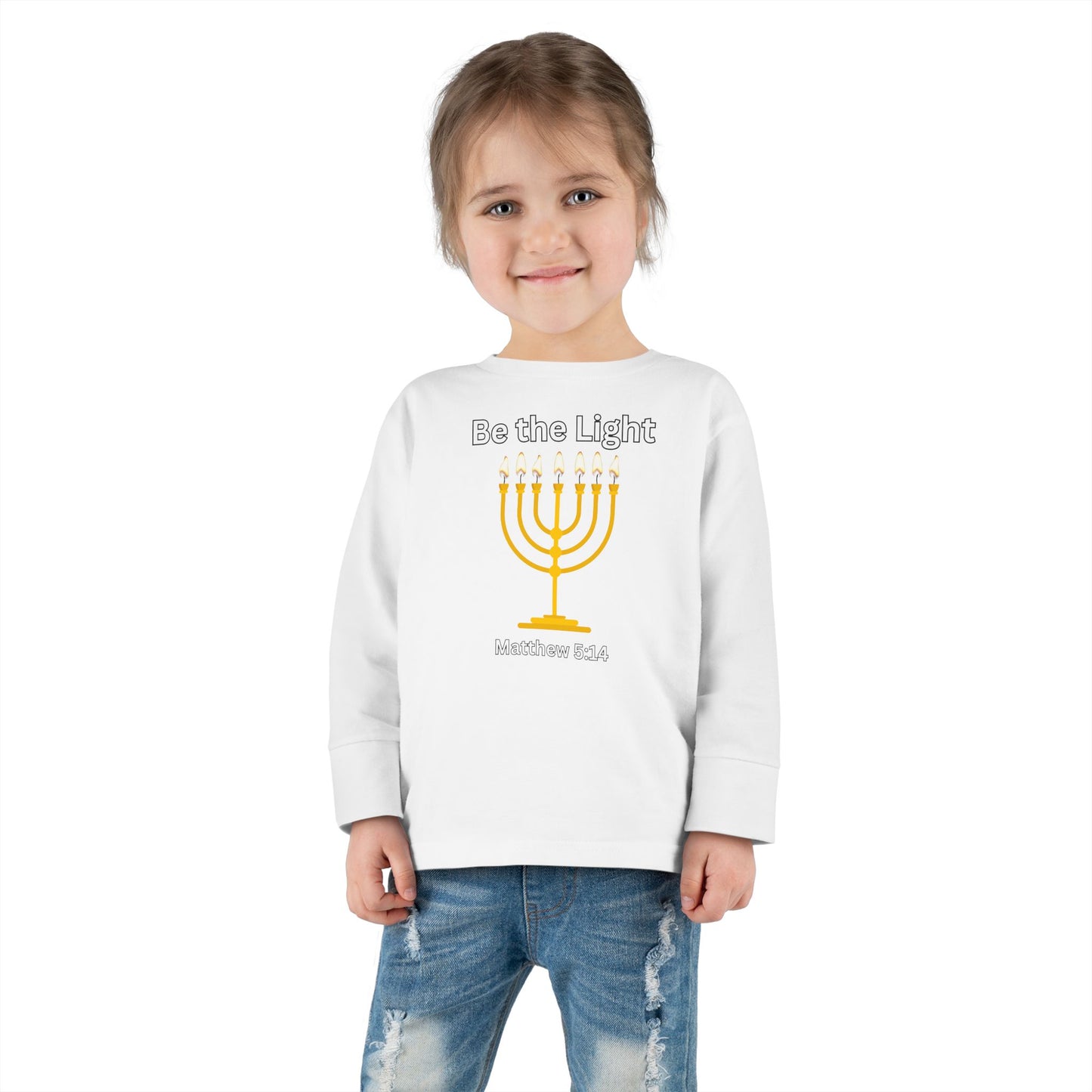 Be the Light Menorah Toddler Long Sleeve Tee