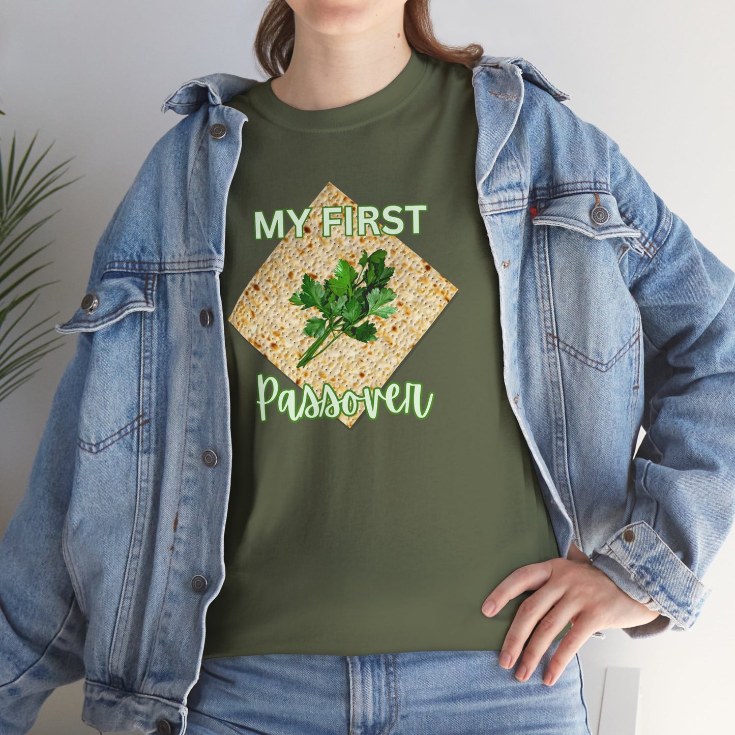Adults My First Passover T‑Shirt — Seder Matzo & Parsley Pesach Tee