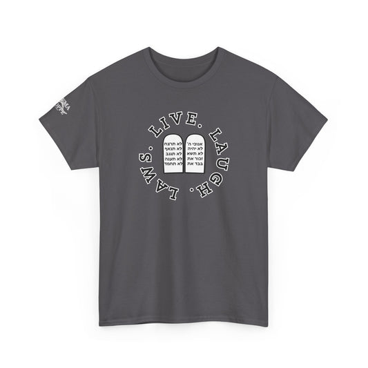 Live Laugh Laws T‑Shirt — Legal Humor Tee with Open Book Graphic