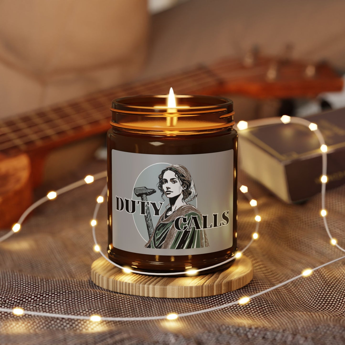 Biblical Portrait Amber Soy Candle — "Duty Calls" Scented Jar (Multi-Size)