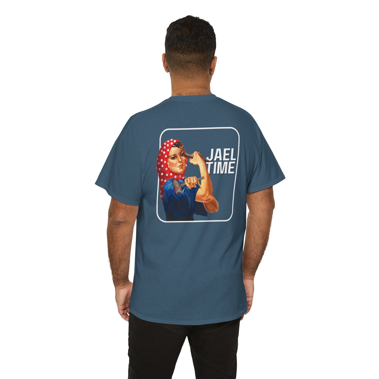 'Jael Time' Humorous Bible Story T-Shirt with Tent Peg and Hammer Design Cotton Tee