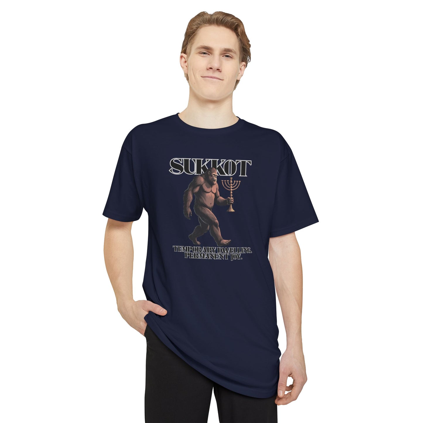 Bigfoot Sukkot Urban Tee, Long Body T-Shirt, Unisex Graphic Tee, Biblical Fall Feast Tall Size