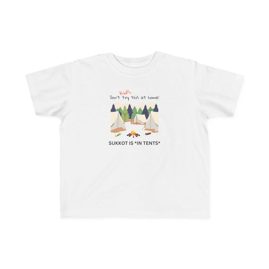 Sukkot Kids Tee — “Sukkot is ‘in tents’” Camping Holiday T-Shirt for Torah Toddlers Canada