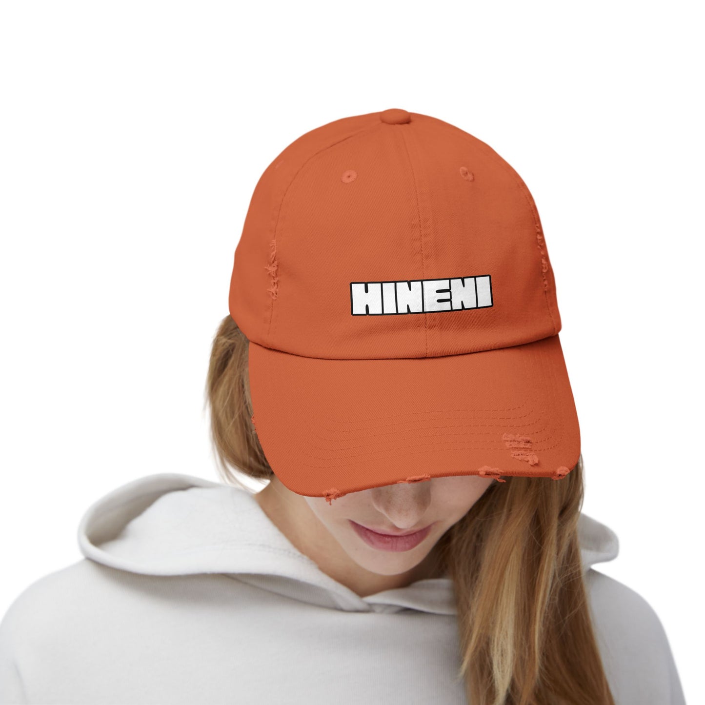 Hineni (Hebrew for "here I am")  Distressed Cap with 'Hineni' | Casual Streetwear Hat, Daily Accessory, Gift for Him/Her, Trendy Cap