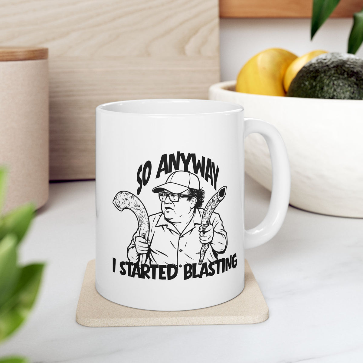 Funny Shofar Meme Mug — "I Started Blasting" Ceramic Mug (11oz & 15oz)