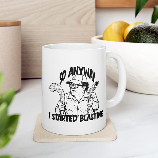 Funny Shofar Meme Mug — "I Started Blasting" Ceramic Mug (11oz & 15oz)