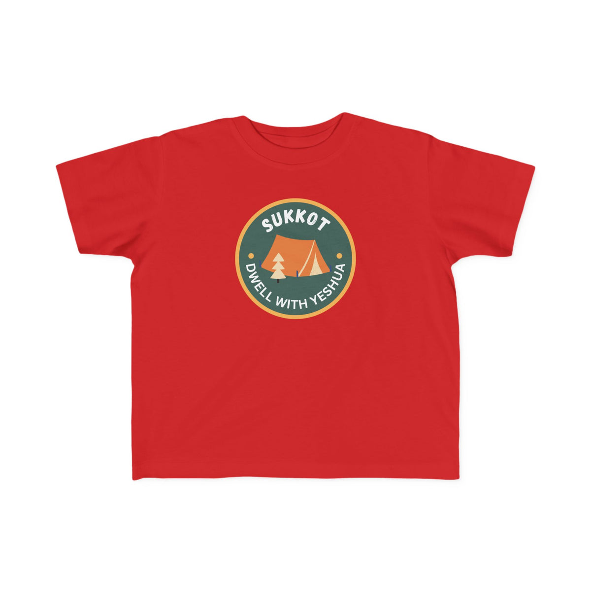 Sukkot Toddler Tee — “Dwell with Yeshua” Camping Badge (Canada)