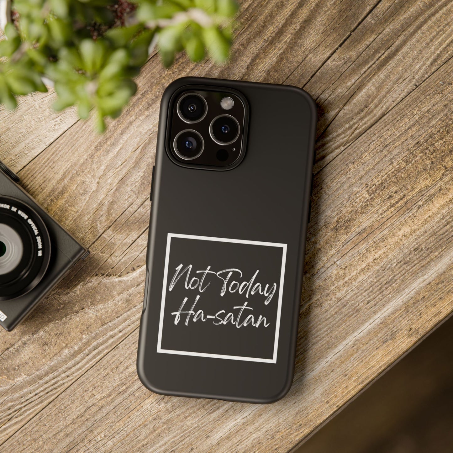 Phone Case- “Not Today Ha-satan” Black Tough Protective Cover Hebrew Humor