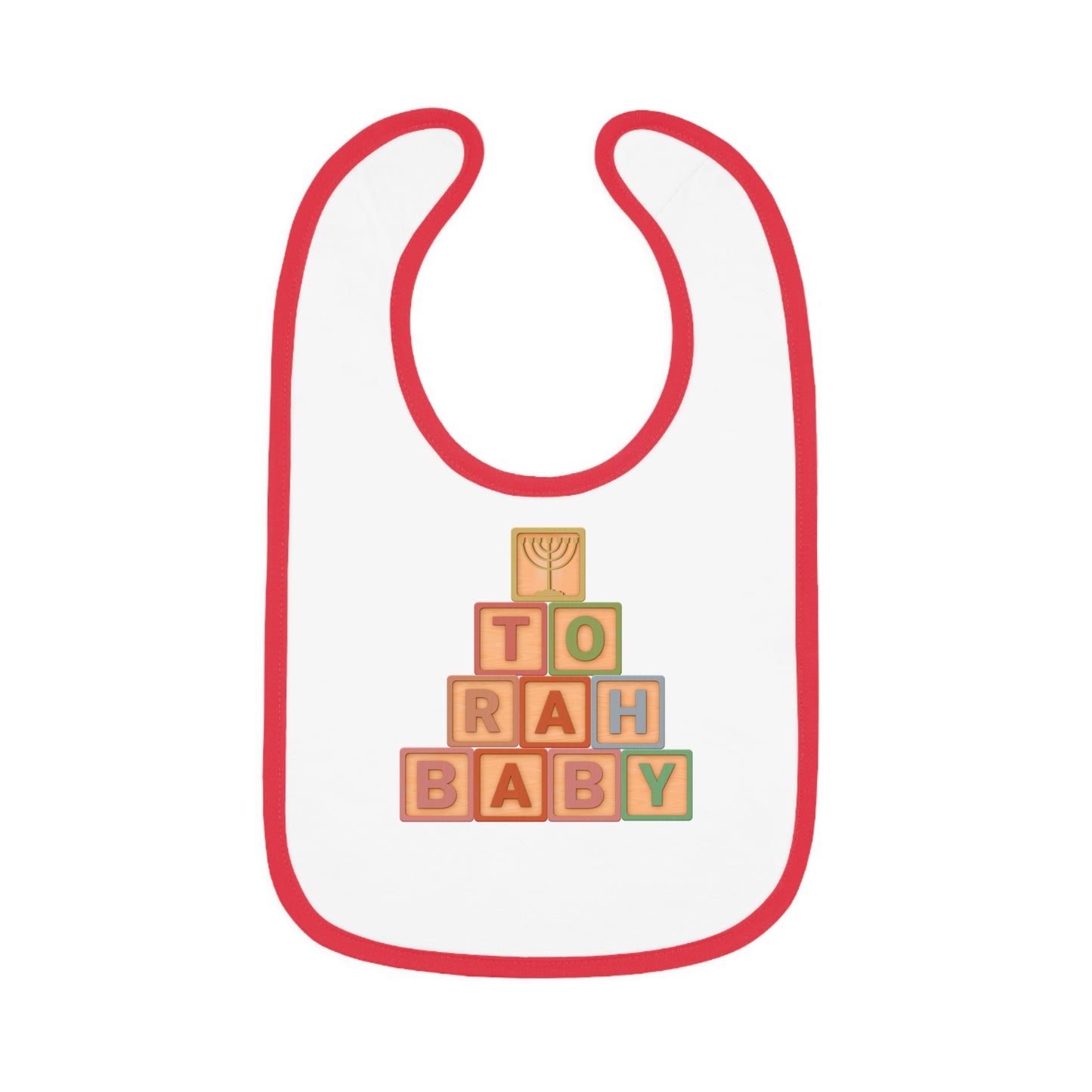 Torah Baby Menorah Blocks- Baby Contrast Trim Jersey Bib