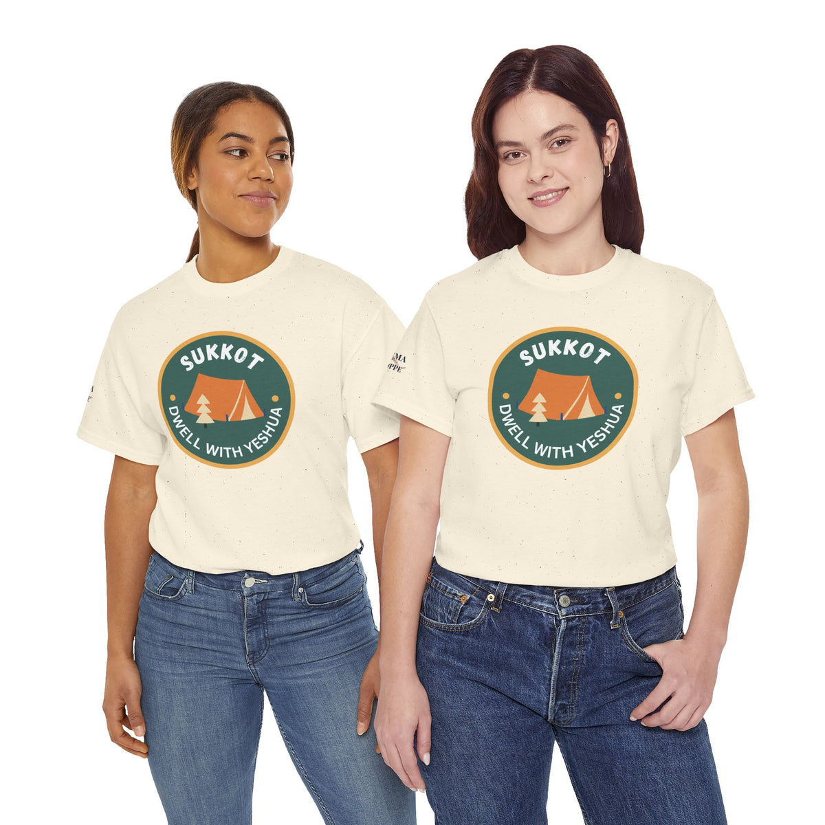 Sukkot Camping Tee — “Dwell With Yeshua” Biblical Feast T‑Shirt