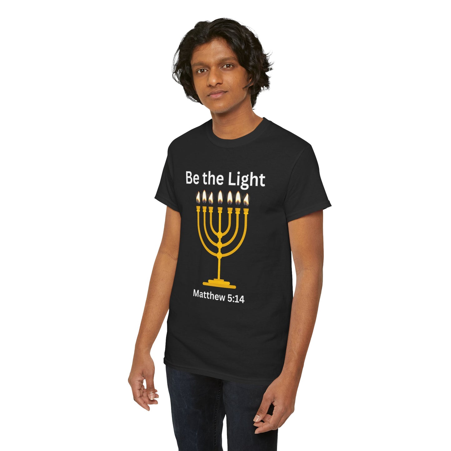 Be the Light Menorah: Unisex Heavy Cotton Tee Matthew 5:14