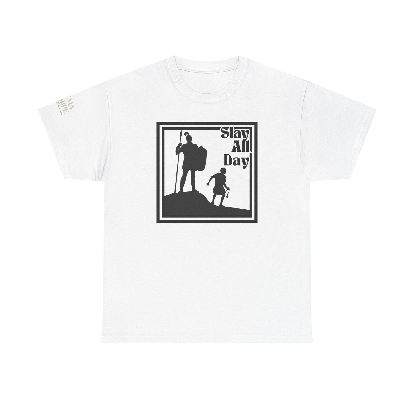Slay All Day David and Goliath Unisex Heavy Cotton T-Shirt Biblical Humor Tee