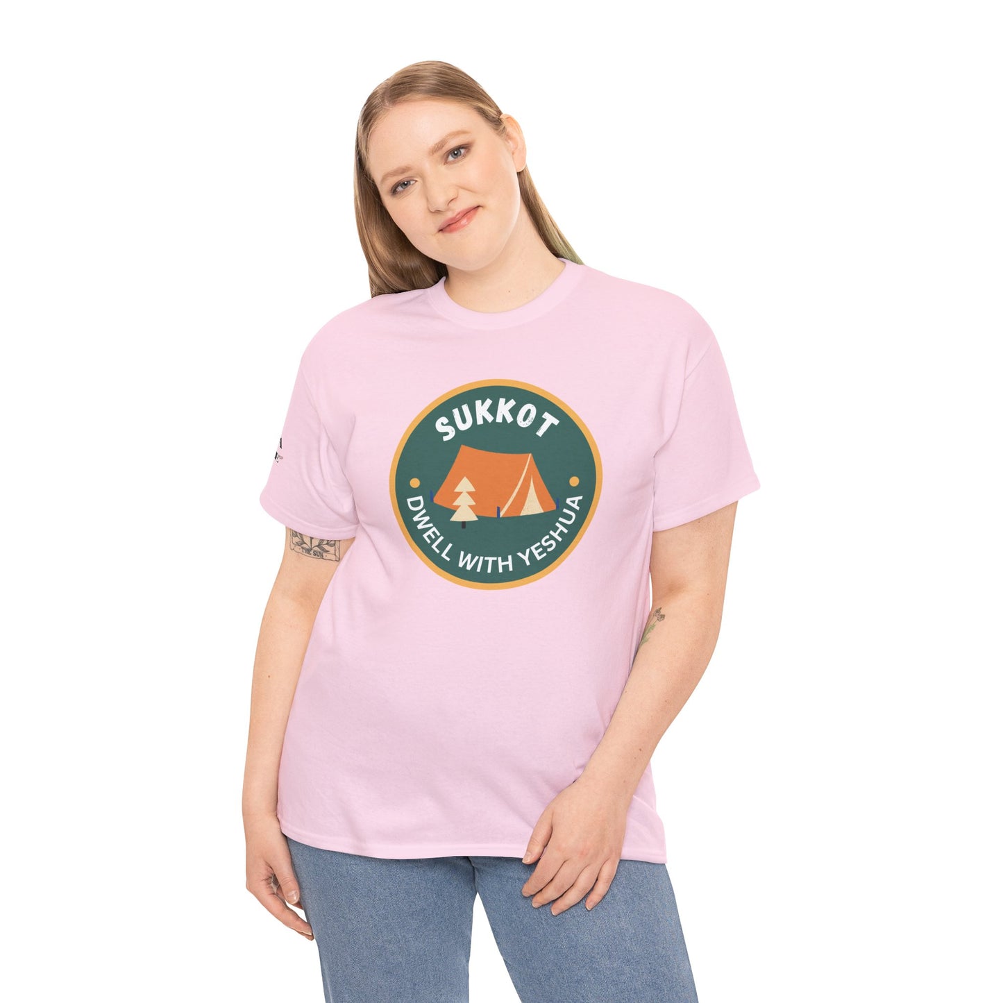 Sukkot Camping Tee — “Dwell With Yeshua” Biblical Feast T‑Shirt