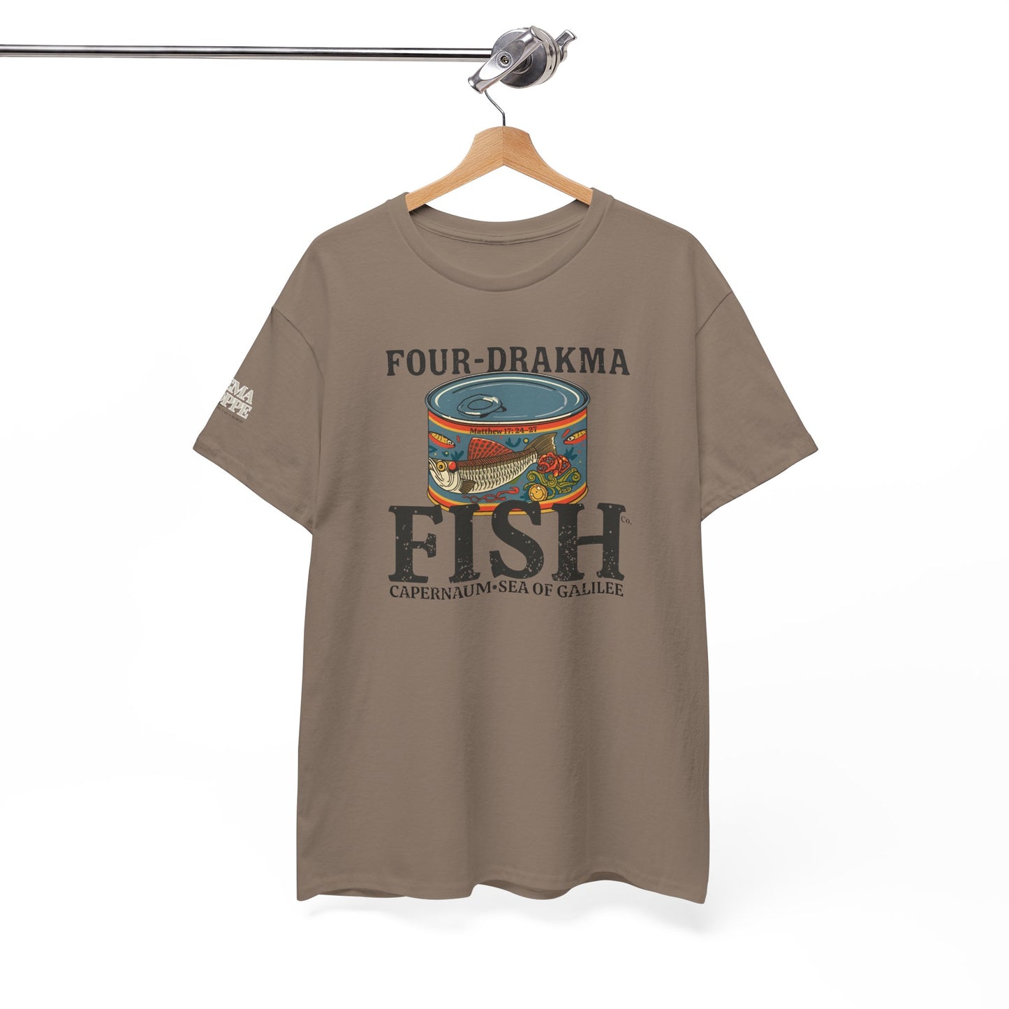Vintage Four-Drachma Fish Co Matthew 17:24-27 Unisex Tee for Fishermen and Bible Enthusiasts