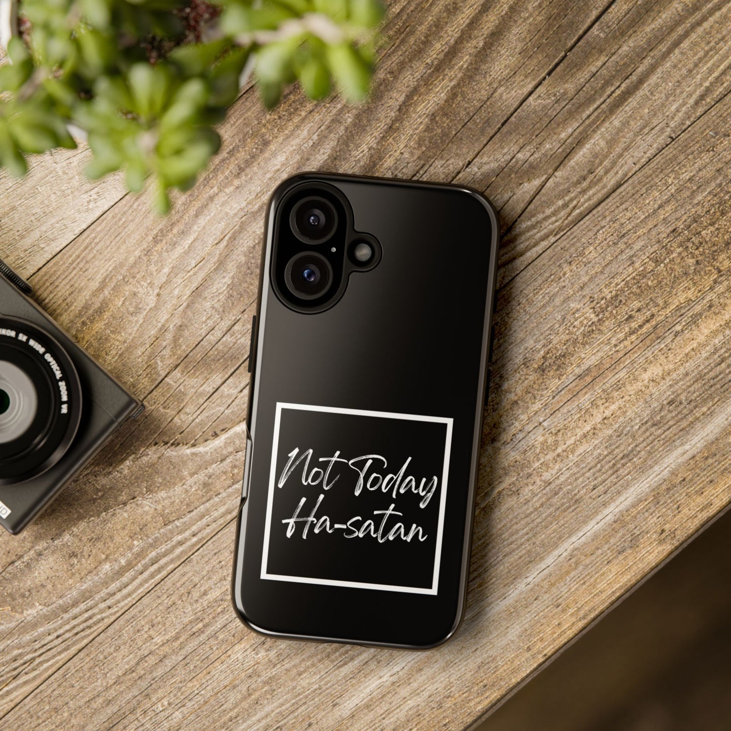 Phone Case- “Not Today Ha-satan” Black Tough Protective Cover Hebrew Humor