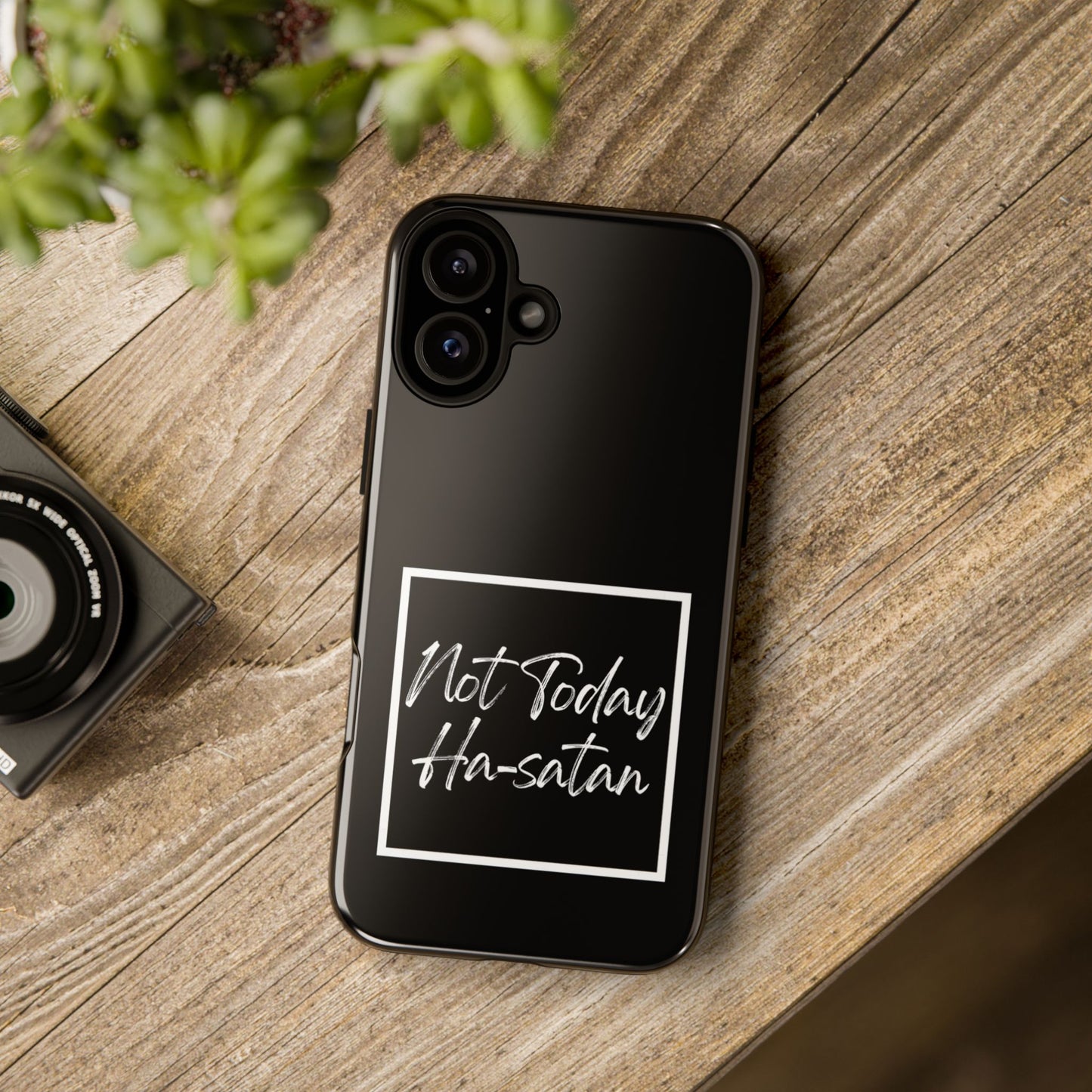 Phone Case- “Not Today Ha-satan” Black Tough Protective Cover Hebrew Humor