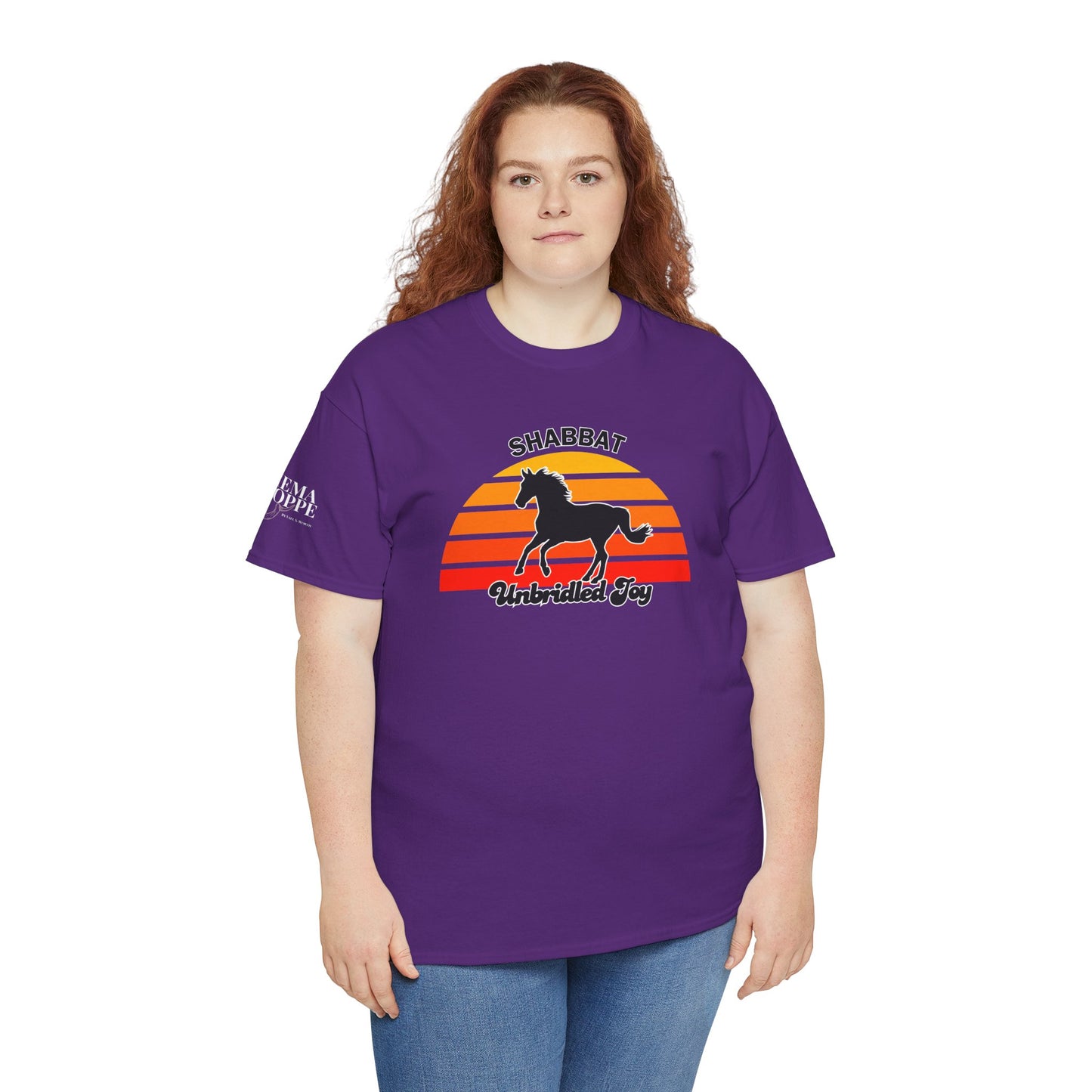 Shabbat Unbridled Joy Tee — Retro Horse Sabbath Sunset T‑Shirt