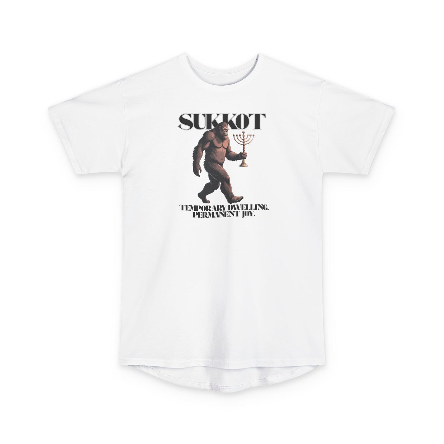 Bigfoot Sukkot Urban Tee, Long Body T-Shirt, Unisex Graphic Tee, Biblical Fall Feast Tall Size