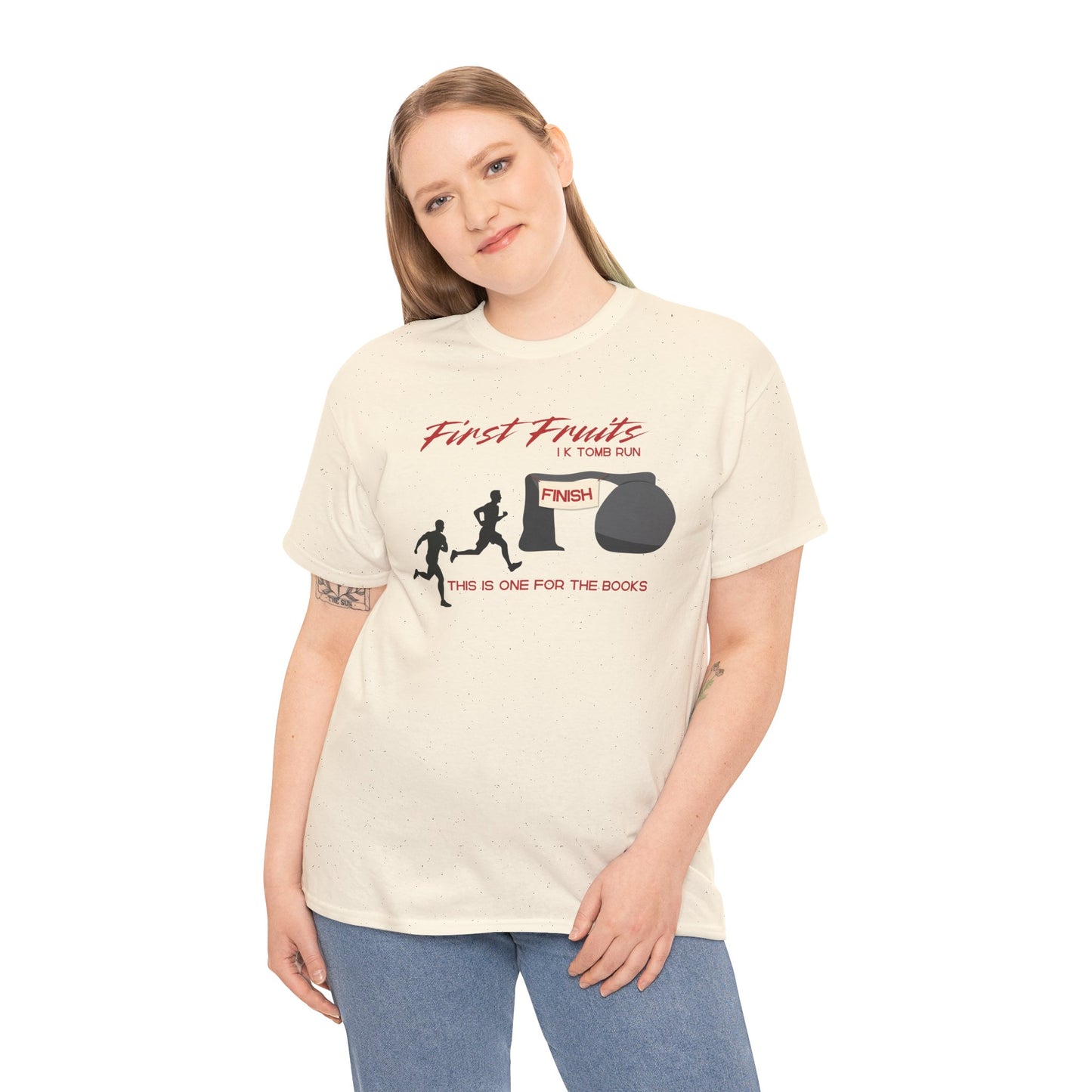 First Fruits 1k Tomb Run Unisex Tee - Funny Biblical Design