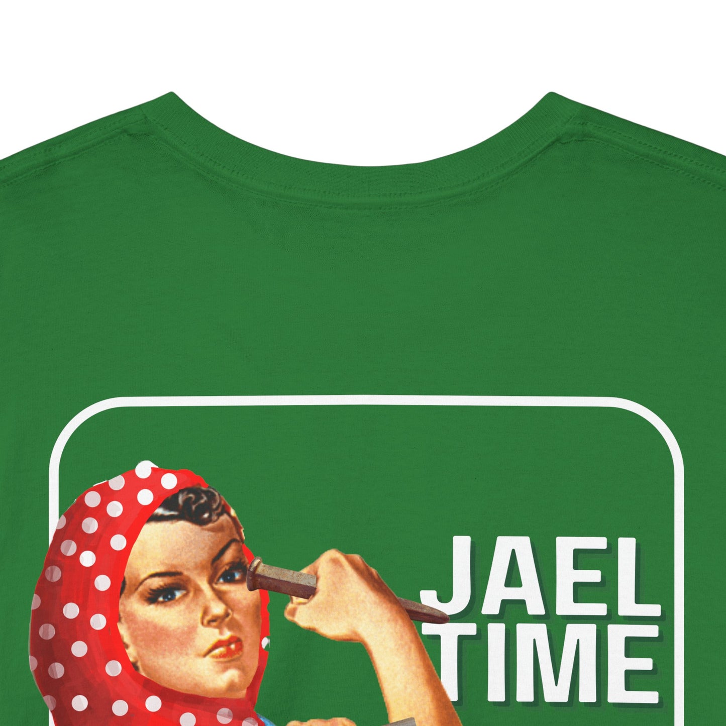 'Jael Time' Humorous Bible Story T-Shirt with Tent Peg and Hammer Design Cotton Tee